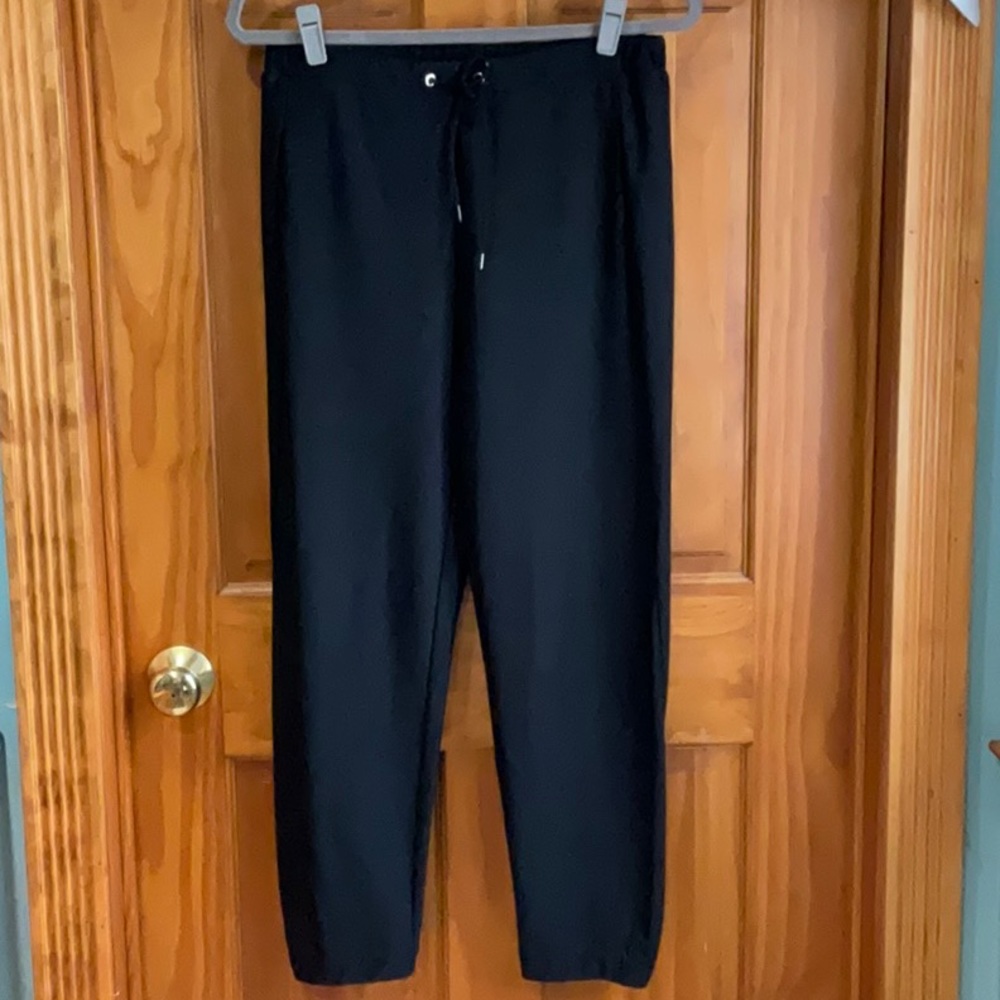 Dressy black crepe joggers